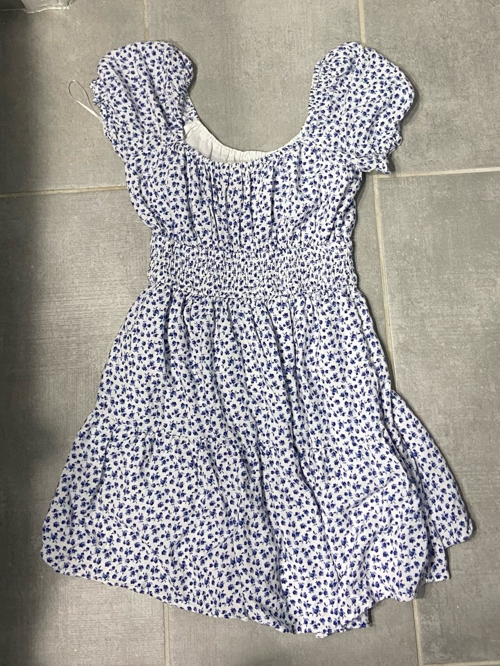 Hollister White Mini Dress with Blue Floral Print